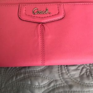 Coach pink leather wallet wristlet